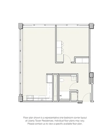 Floor plan One Bedroom Corner