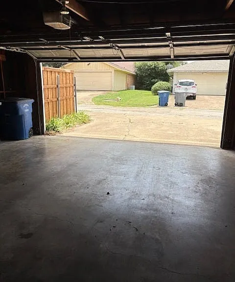 full-sized 2 car garage, with storage closet for bikes, etc