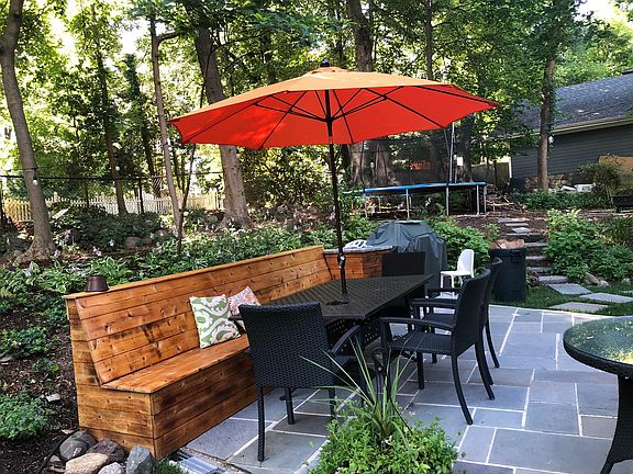 Patio off kitchen sliding doors