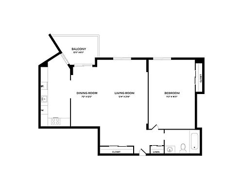 Floor plan 1 Bedroom B