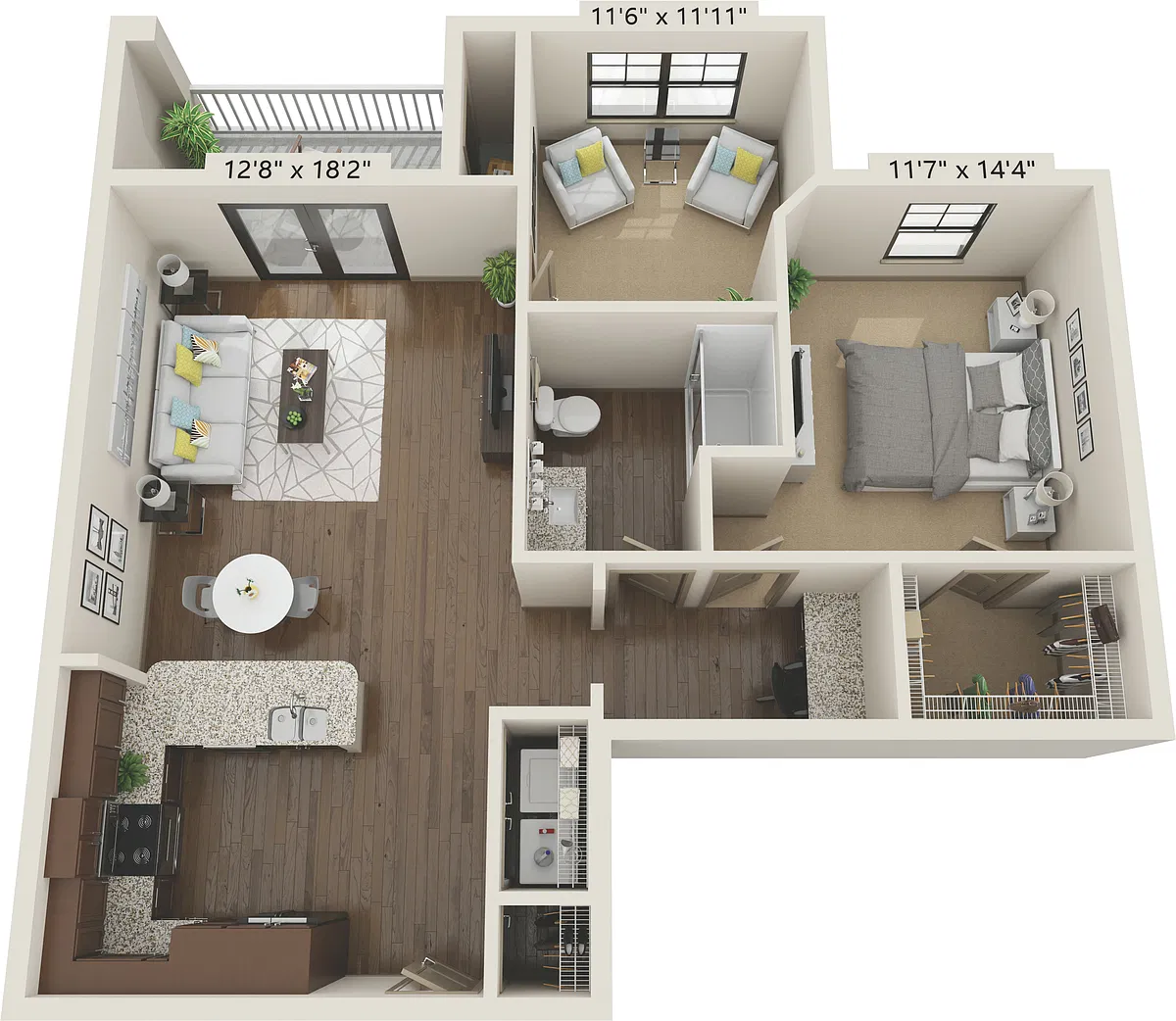 Floor plan 1x1 Study