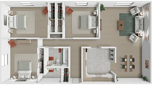 Floor plan 3 Bedroom 1.5 Bath 1160 sq ft