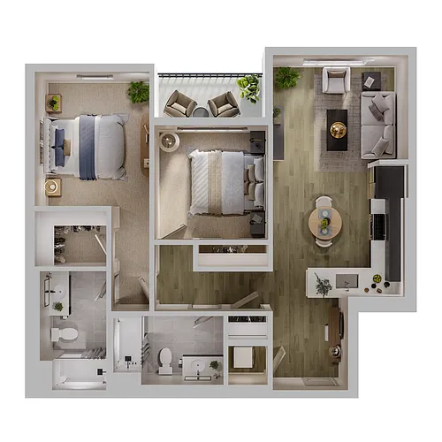 Floor plan 2 Bed 2 Bath B3