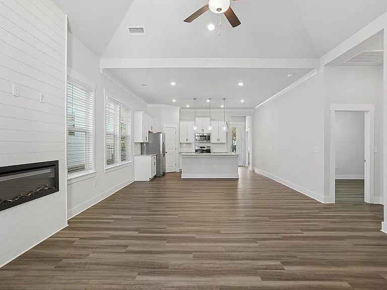 Spacious Living Room with Fireplace