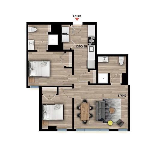 Floor plan 2 Bed 2 Bath