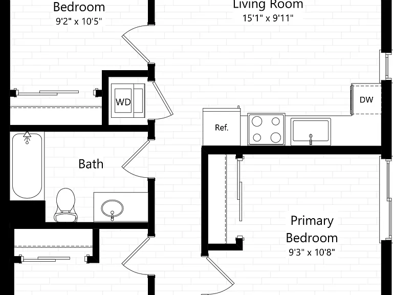 A - 3x2 floor plan The Charlie Santa Monica