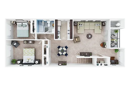 Floor plan 2 Bedroom with Studio