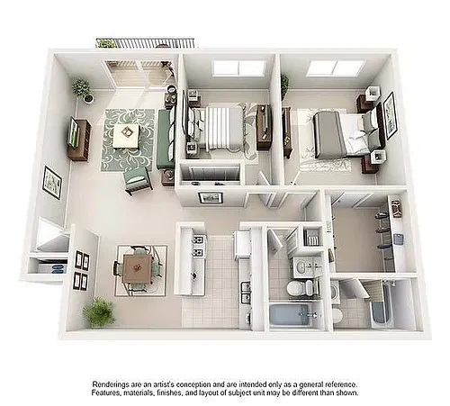 Floor plan 2 Bed 2 Bath A