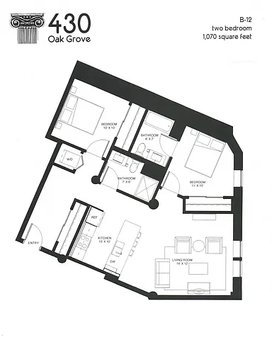 Floor plan 2 BR B-12