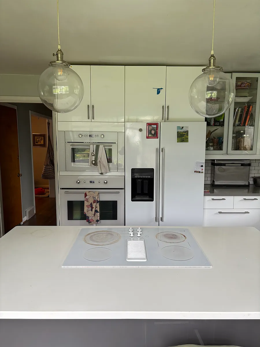 Fully renovated kitchen with quartz countertops, built in microwave, large farmhouse sink with Island - 4430 Yakima Dr