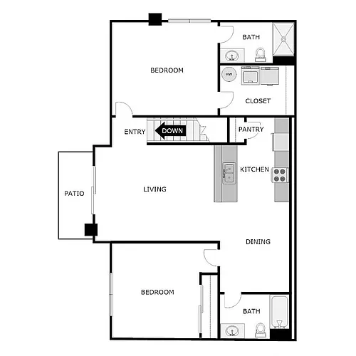 Floor plan 2 BEDROOM 2 BATHROOM - PHASE 2