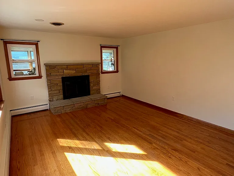 front room with fireplace