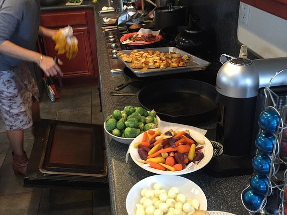 Kitchen has plenty of counter space for cooking and entertaining.