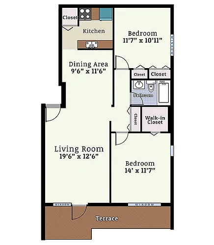 Floor plan 2 Bedroom Terrace