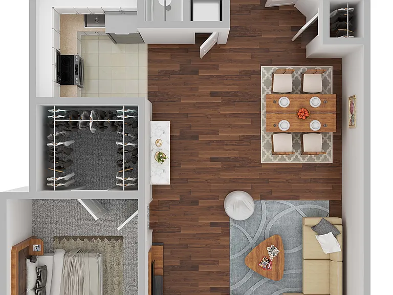 Explore the chic urban design of this 1-bedroom apartment, perfect for modern living. Explore the chic urban design of this 1-bedroom apartment, perfect for modern living.