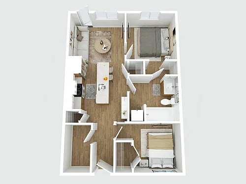 Floor plan 2 Bed + 1 Bath