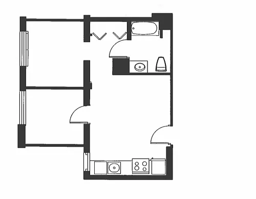 Floor plan 1 Bed 1 Bath - A1Z