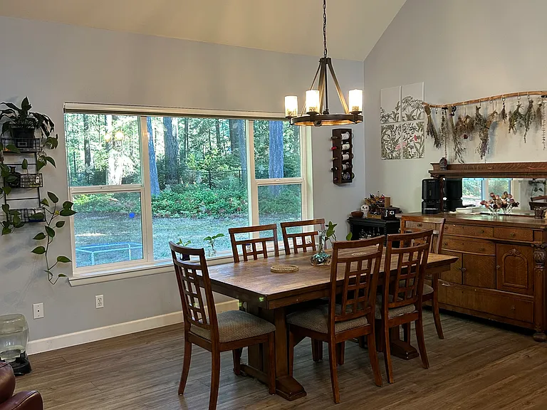 shared space downstairs: open concept kitchen/dining/living area