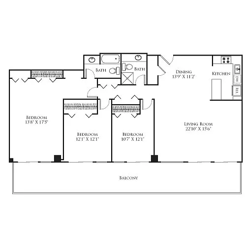 Floor plan 3 Bedroom Tower
