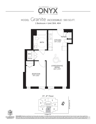 Floor plan Granite Accesible; 1 bed, 1 bath
