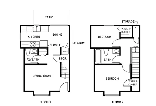 Floor plan 2x1.5 Townhome A