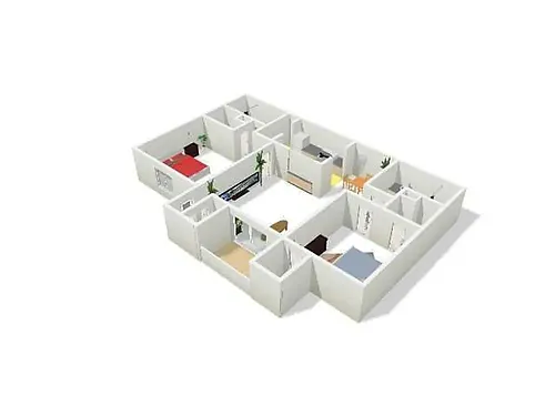 Floor plan 208 Fully Furnished 2 Bed 2 Bath