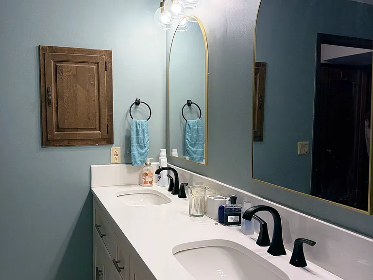 updated bathroom with double vanity