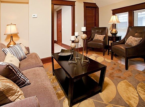 Beautiful living room with woodwork!