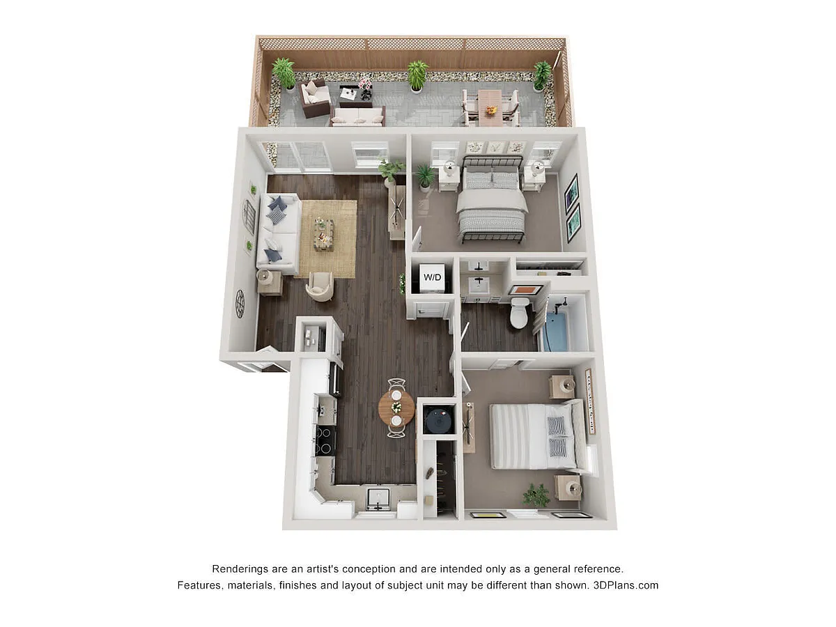 Floor plan 2 Bed 1 Bath C
