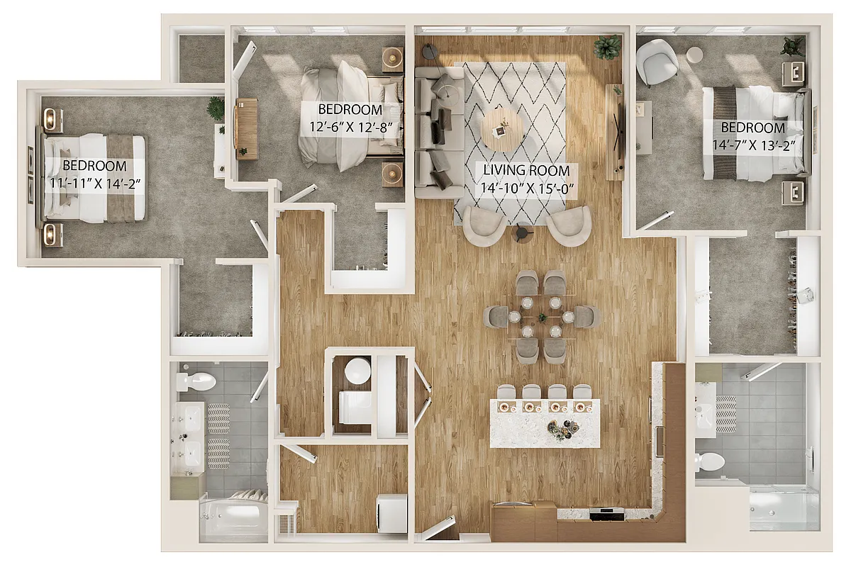 Floor plan 3 Bed/2 Bath-C1