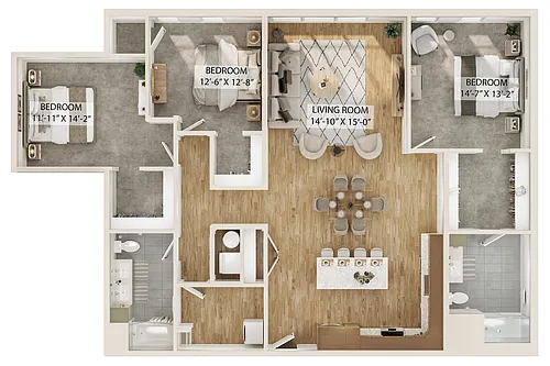 Floor plan 3 Bed/2 Bath-C1