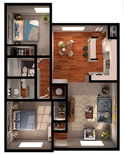 Floor plan 2 BR/2bth