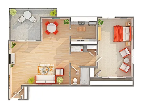 Floor plan 1 BR x 1 BA - City