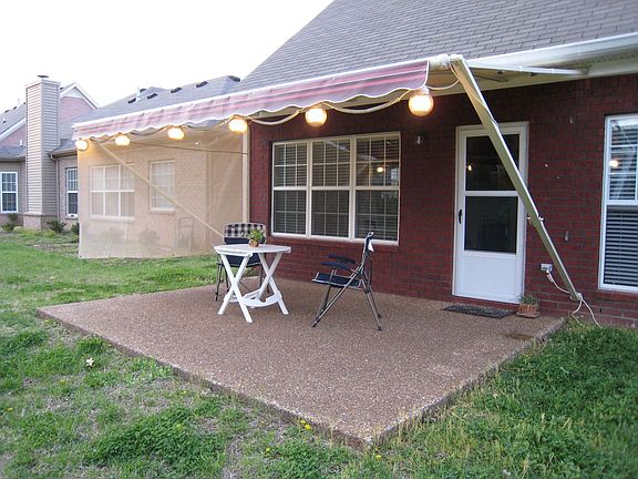 awning with patio lights