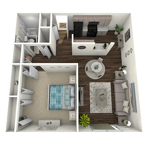 Floor plan 1BD, 1BTH