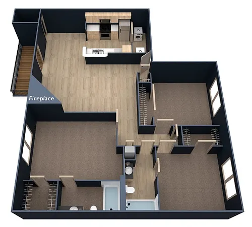 Floor plan C1-3 Bedrooms, 2 Bathrooms