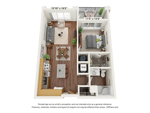 Floor plan One Bedroom - B