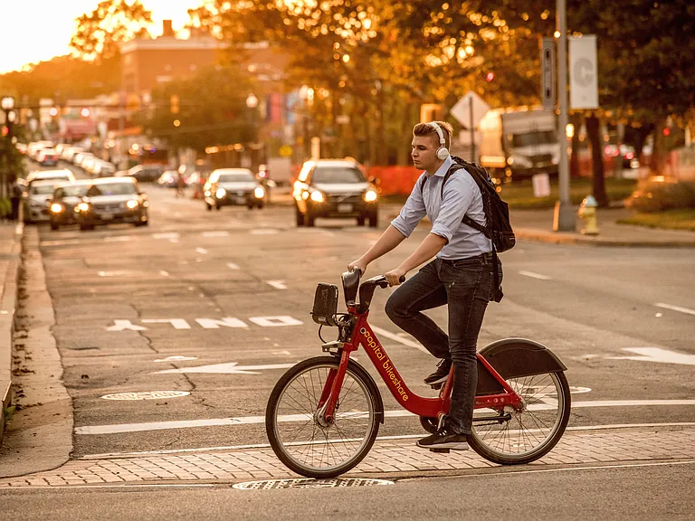 Bike share lanes throughout.