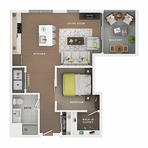 Floor plan 1BR/1BA - Saeso