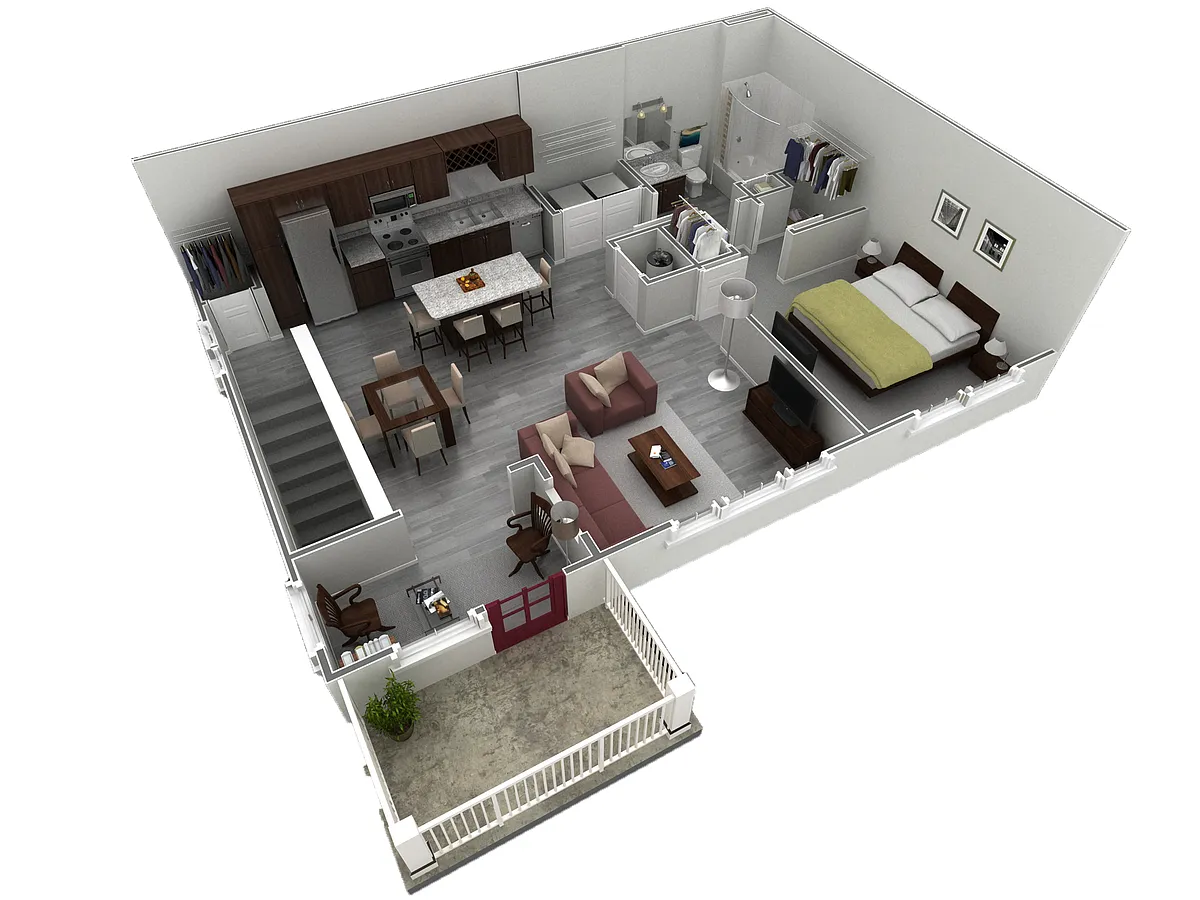 Floor plan 1 BR Grand Overlook