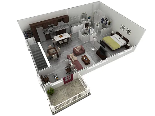 Floor plan 1 BR Grand Overlook