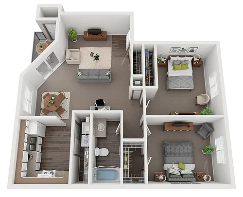 Floor plan 2 Bed 1 Bath