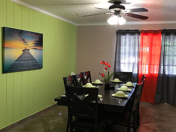 dining room with tv