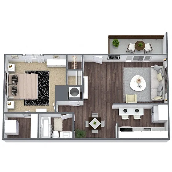 Floor plan A2: 1 Bed 1 Bath