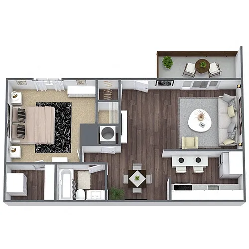 Floor plan A2: 1 Bed 1 Bath