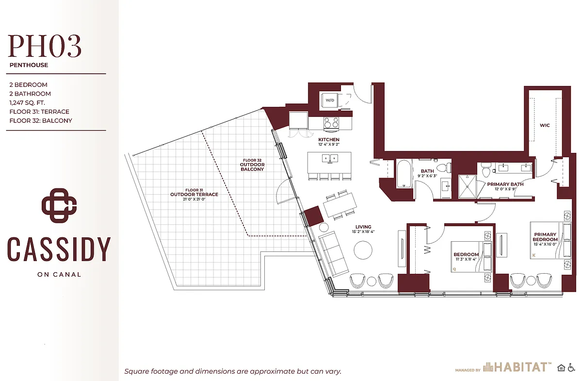 Floor plan Penthouse: 2 Bedroom PH03