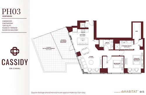 Floor plan Penthouse: Two Bedroom PH03