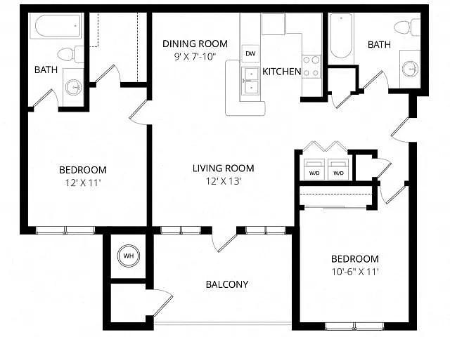 Floor plan 2 Bedroom 2 Bath