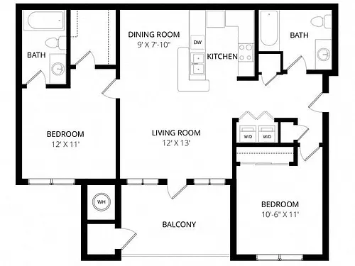 Floor plan 2 Bedroom 2 Bath