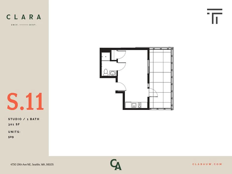 Floor plan Studio - 302 sqft